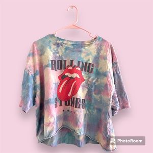 Rolling Stone Tie Dye Cropped Boxy Tee